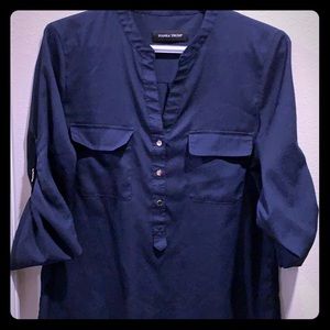 Small, navy, blouse.